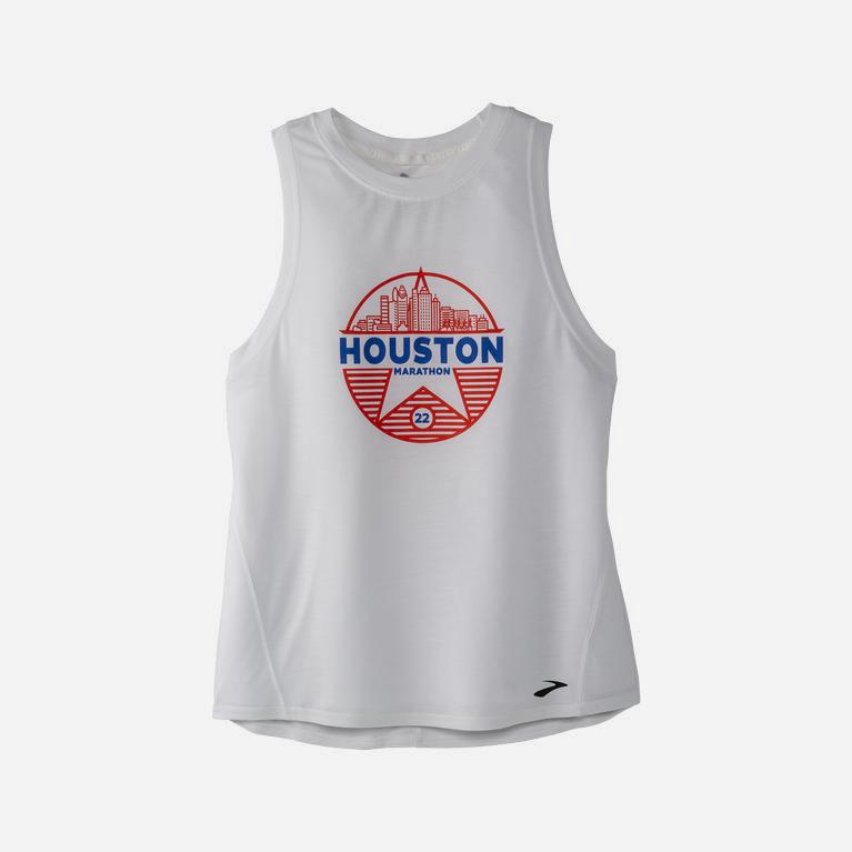 Brooks Houston22 Distance Graphic Women's Running Tank Top UK Sale - White/26.2 Star (NGSRW4503)